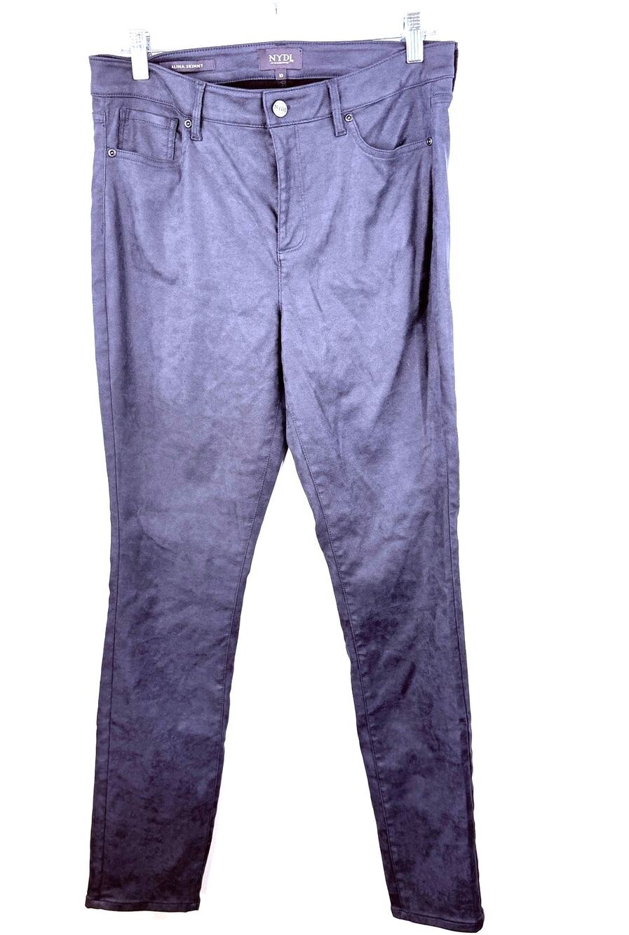 NYDJ Women's Blue Alina Skinny Faux Suede Pants Size 10